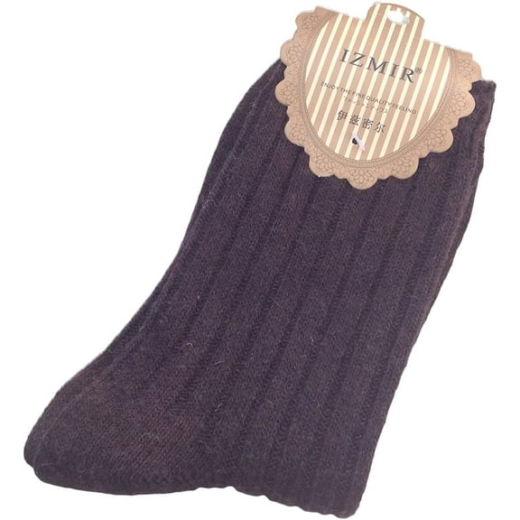 Lovely Annie 4 Pairs Women's Girls' Wool Socks Stripped 5 Colors Size UK 3-8/EUR 36-39Coffee