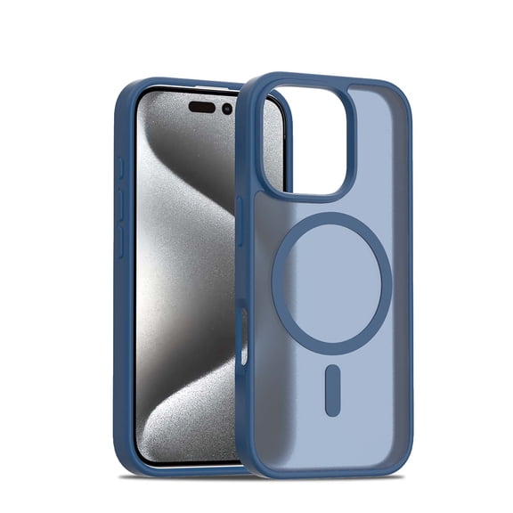 For iPhone 16 Pro Phone Case, Matte Magnetic,Support for Magsafe,Lightweight & Slim,Translucent Frosted Shockproof Protective Rugged Scratch-Resistant Phone Case Cover,Blue