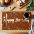 thumbnail image 2 of Happy Birthday Placemats Set of 8, Brown Modern Abstract Art Placemats for Dining Table, Place Mats for Kitchen Tabletop, Waterproof Wipeable Dining Table Mats Set, 2 of 9
