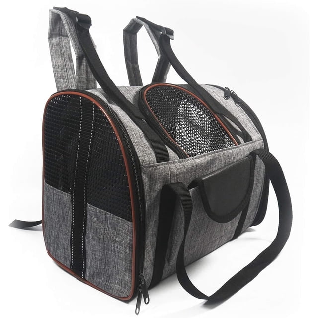 Mochila transportadora para gatos y perros, portabebés plegables para gatos y asiento de coche, color marrón
