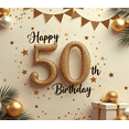 thumbnail image 3 of Yatrandify Golden Theme Happy 50th Birthday Banner Decorative Design Party Decoration Celebration Banner for Birthday Party Indoor Decoration Photo Shoot, 3 of 7