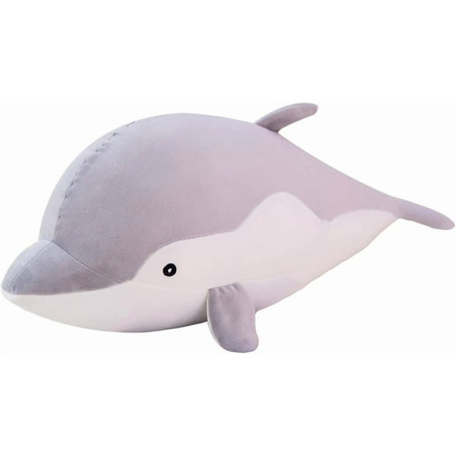 Dolphin Stuffed Animal Plush Toys Soft Lovely Hugging Pillow Stuff Dolls Plushes For Children Girls Sleeping Cushion Gift Room Decor 35.4in Grey