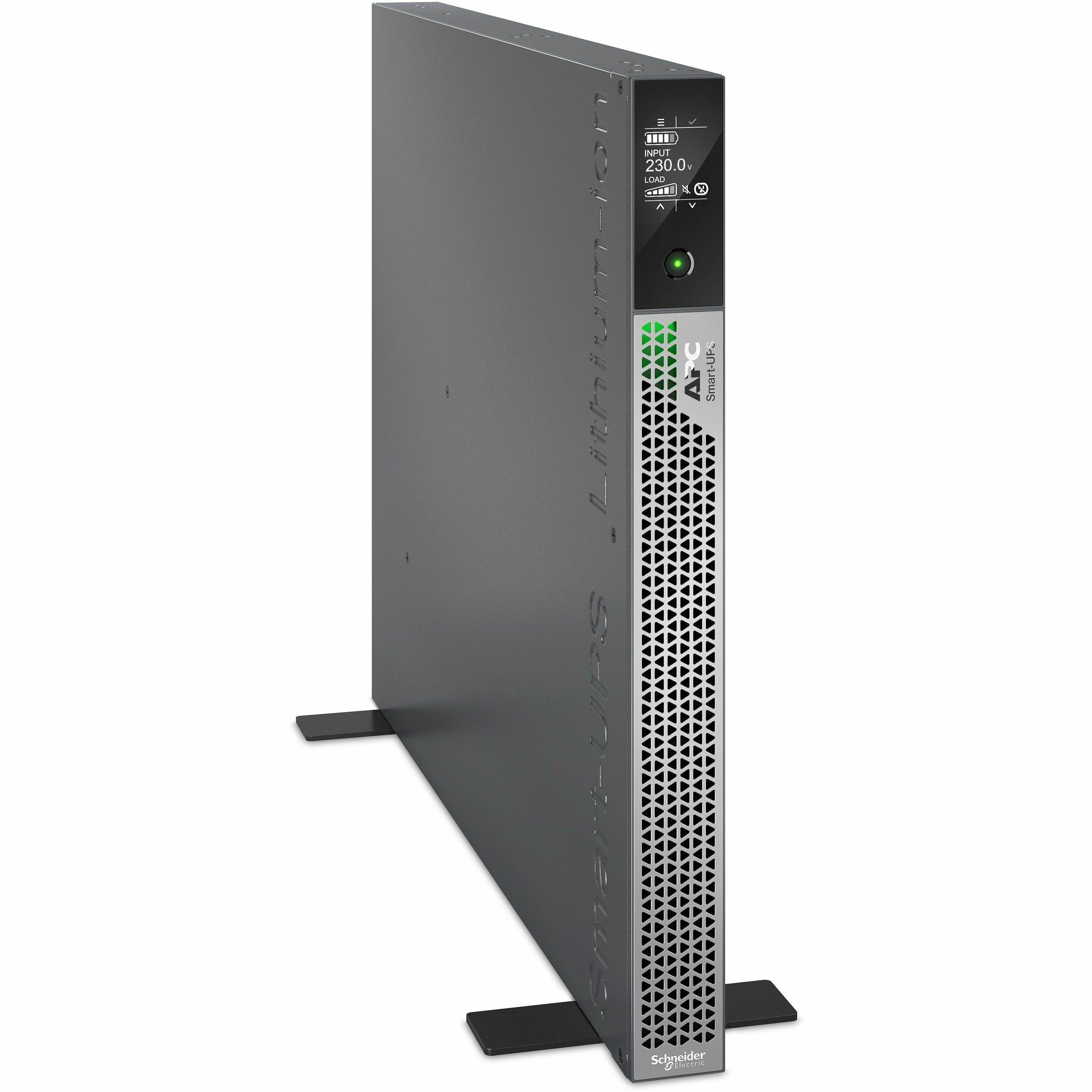 APC Smart-UPS Ultra On-Line, 3000VA, Lithium-ion, Rack/Tower 1U, 208/230V, 3x C13, 2x C19 IEC outlets, Network Card, Extended runtime, W/rail kit - 1U Rack-mountable - 1.50 Hour Recharge - 4.60 Min...