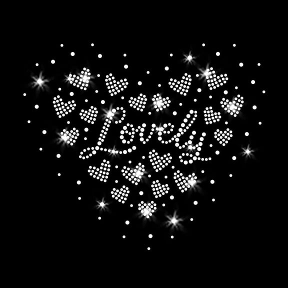 Cluster of Hearts Design Valentine's Day Iron-on Sparkly Clear Crystals ...
