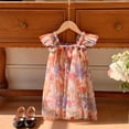 thumbnail image 2 of Ropa de verano para chico de 1 a 6 años, vestido con tirantes de malla con estampado de flores para niña, traje para niña, vestidos de playa con mangas voladoras para chico, 2 of 6