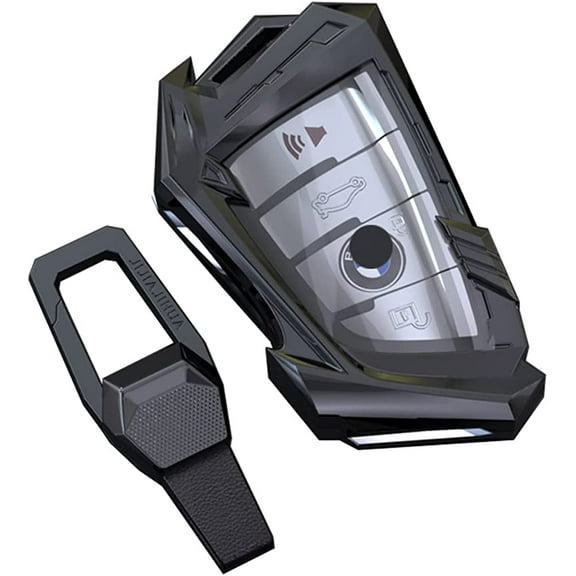 Key Fob Cover for BMW X1 X2 X3 X5 X6 2 5 6 7 series, Protective Keyless Entry Smart Remote Key Case with Keychain (Grey)