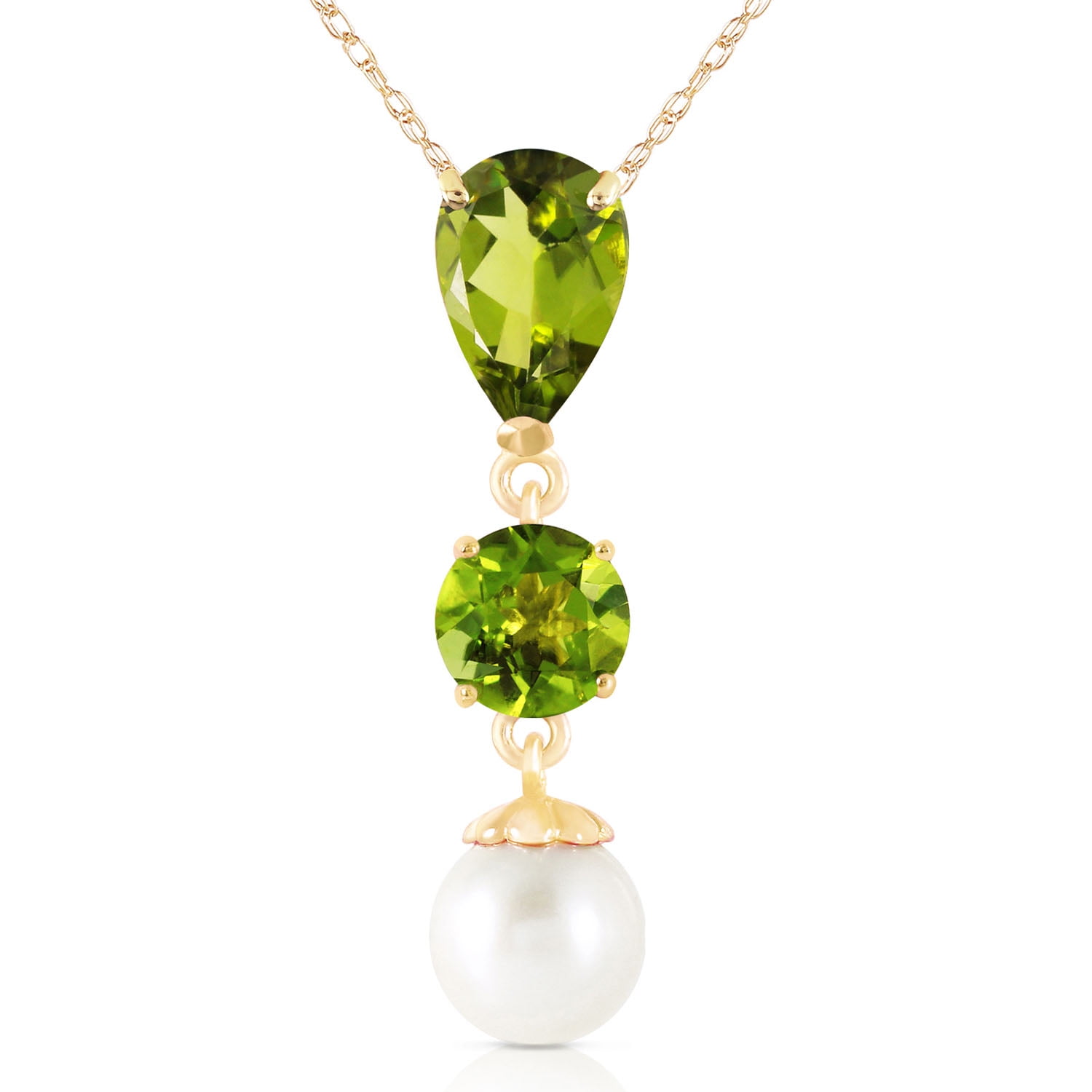 Galaxy Gold 14K Solid Gold Natural Pearl Pendant Necklace for Women - Yellow Gold Fine Jewelry