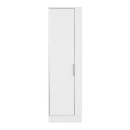 Newboti Furniture Lilo Storage Cabinet, Broom Hangers, Internal Shelves -White 78462