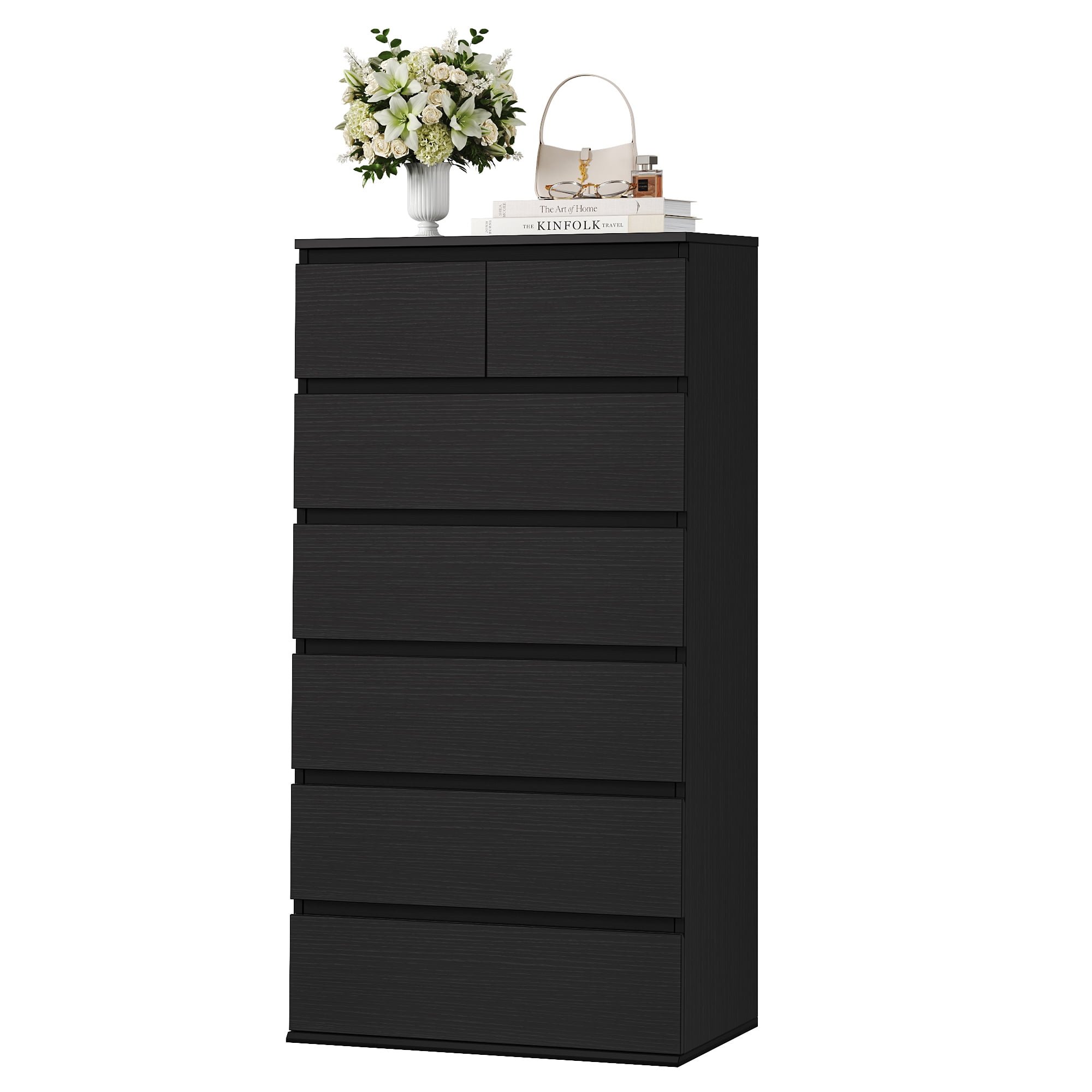 Homfa 7 Drawer Dresser for Bedroom, Modern Tall dresser Chest of Drawers for Living Room, Black