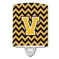thumbnail image 1 of Carolines Treasures CJ1053-VCNL Letter V Chevron Black & Gold Ceramic Night Light, 1 of 1