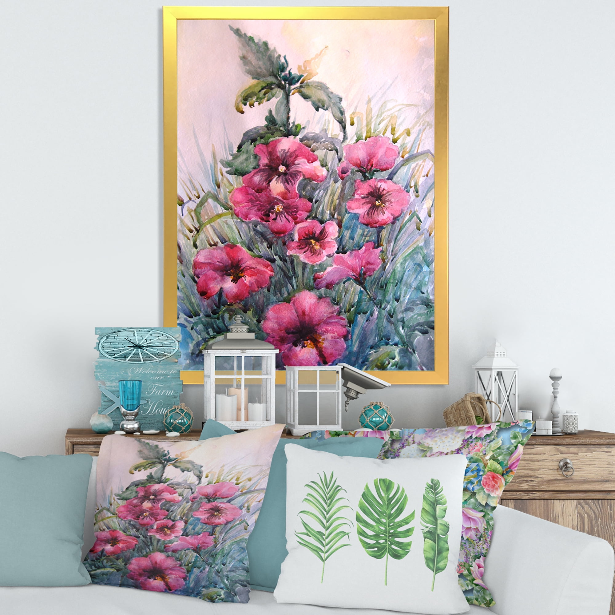 Designart 'Blossoming Hibiscus Flowers In The Wild' Traditional Framed Art Print