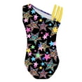 thumbnail image 6 of Hansber Gymnastics Leotard for Girls Metallic One Shoulder Ballet Dance Unitard Tumbling Bodysuit Black&Yellow 12, 6 of 8