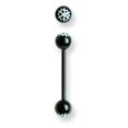 thumbnail image 2 of Designer Non Metal Acrylic 14G 5/8 In. Lg Snowflake White On Black Barbell Made In China -Jewelry By Sweet Pea Creations, 2 of 2