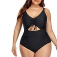 thumbnail image 2 of Rigardu one piece swimsuit women 2023 Plus Size Swimwear V Neck Swimwear Swimwear womens one piece swimsuits Black + 4XL, 2 of 7