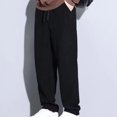 thumbnail image 2 of SSAAVKUY Men's Baggy Pants Tie Front Drawstring Waist Corduroy Pants Casual Loose Straight Leg Pants Trousers Black 6, 2 of 4