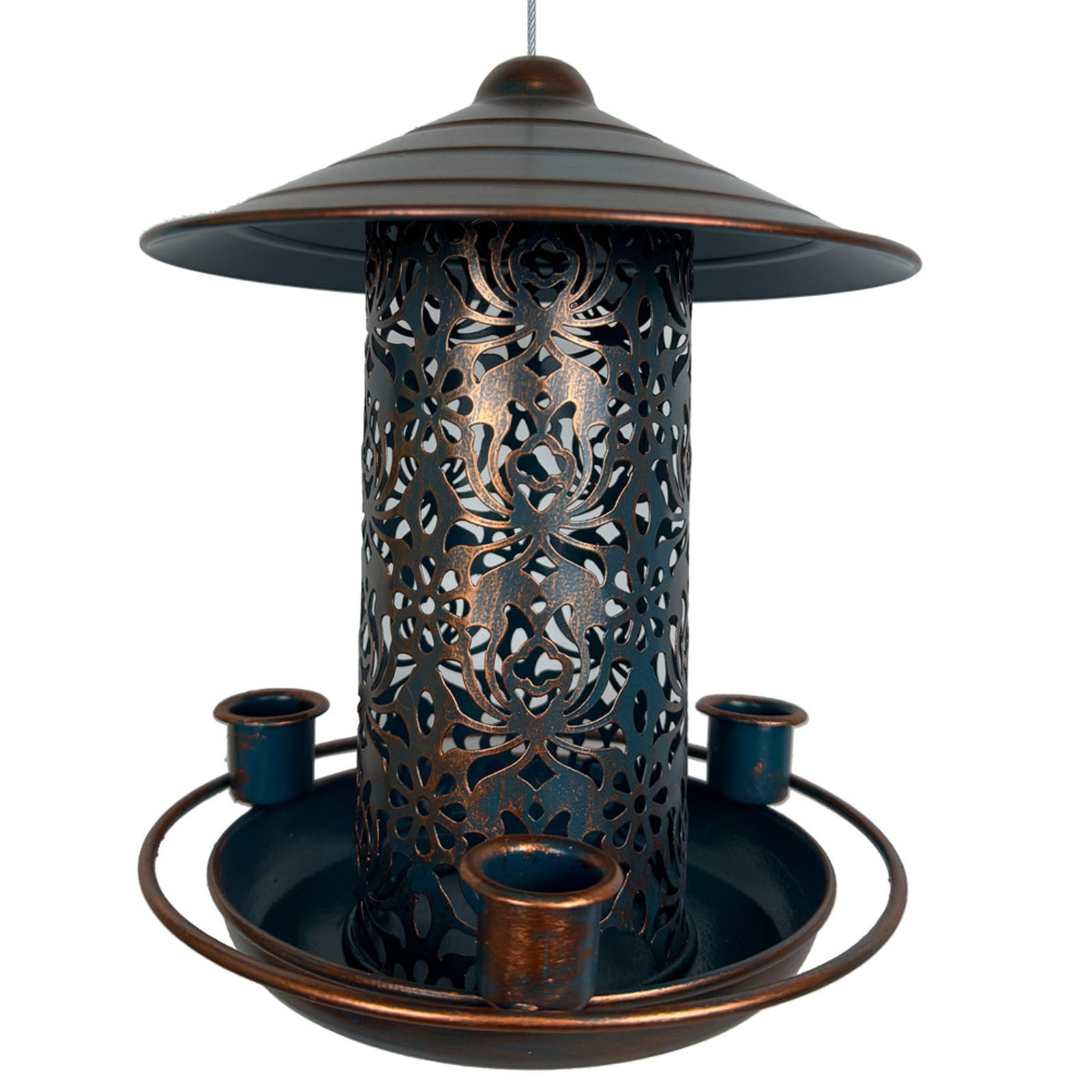 SPOORYYO Hummingbird Feeder for Outdoors, Hanging Garden Feeder with Water Reservoir, Decorative Metal Feeder for Courtyard and Patio