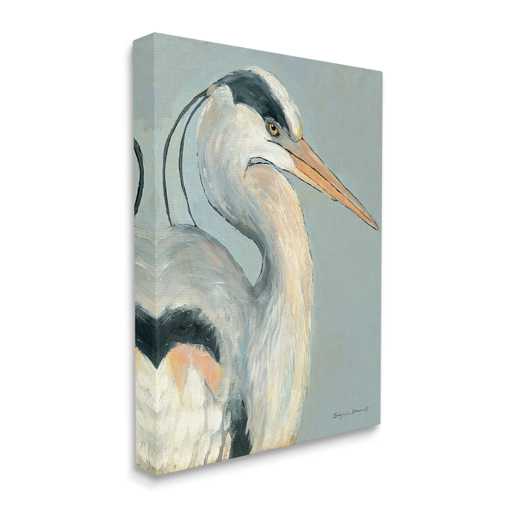 Stupell Egret Bird Wildlife Animal Portrait Animals & Insects Painting Gallery Wrapped Canvas Print Wall Art
