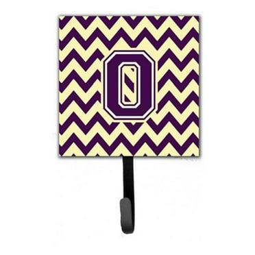 Letter O Chevron Purple & Gold Leash or Key Holder, 6 x 1.25 x 4.25 in.