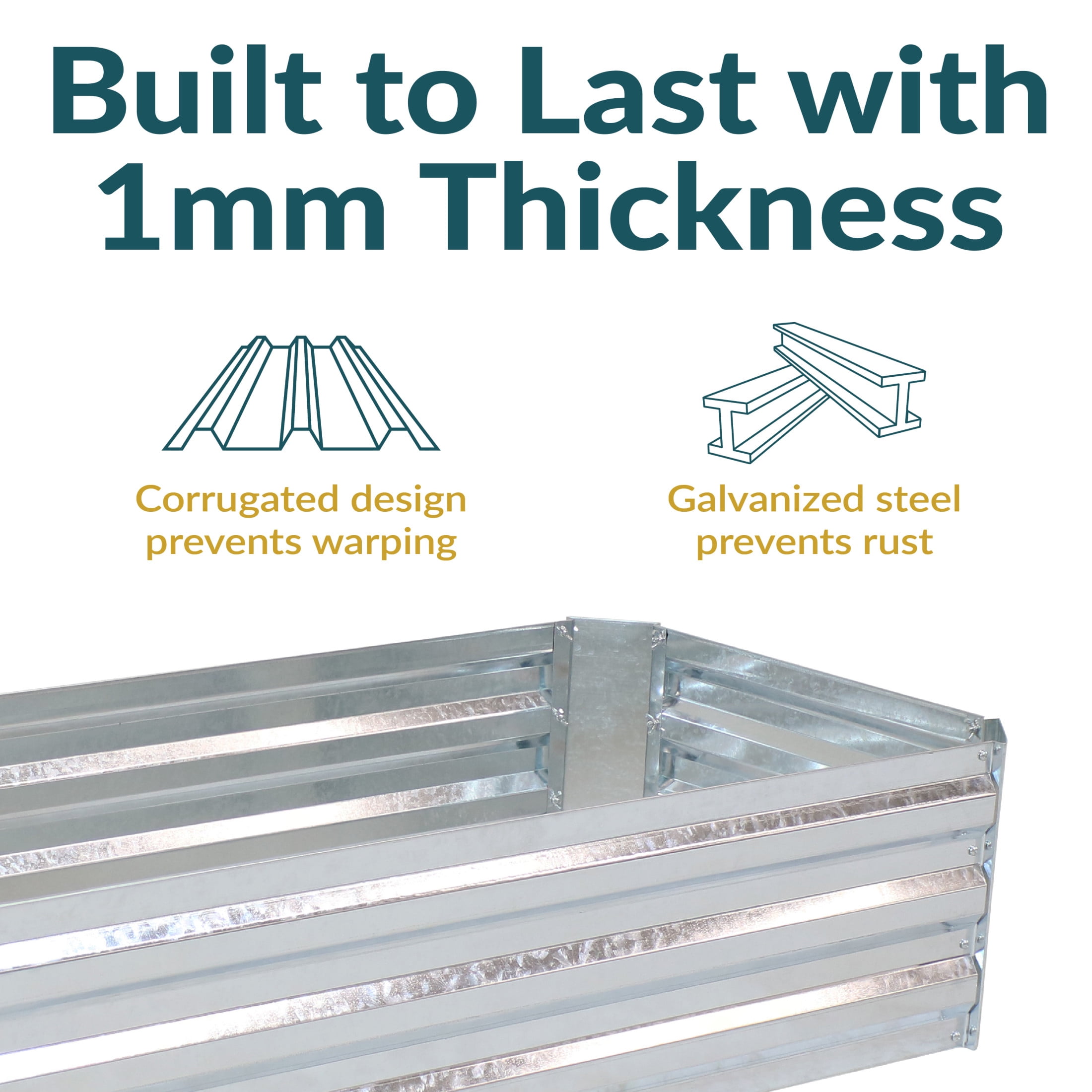 Sunnydaze 48" x 24" x 11.75" Rectangular Silver Galvanized Steel Raised Garden Bed