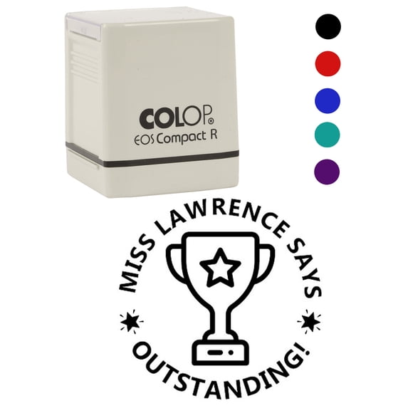Printtoo Personalized Teachers Stamp Outstanding! Teachers Name Self-Inking Rubber Stamp Applause For School Classroom & Homework Supplies,Black - 30 x 30 mm