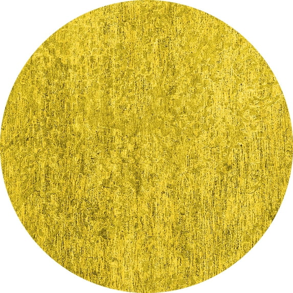 Ahgly Company Indoor Round Abstract Yellow Contemporary Area Rugs, 6' Round