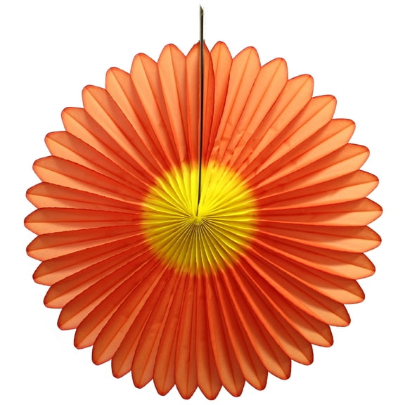 3-pack Devra Party 20 Inch Tissue Paper Daisy Flower Fan Decoration, Orange and Yellow