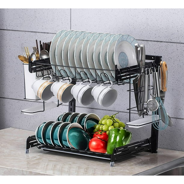 Improvements 2-tier Space Saving Dish Draining Rack Refurbished