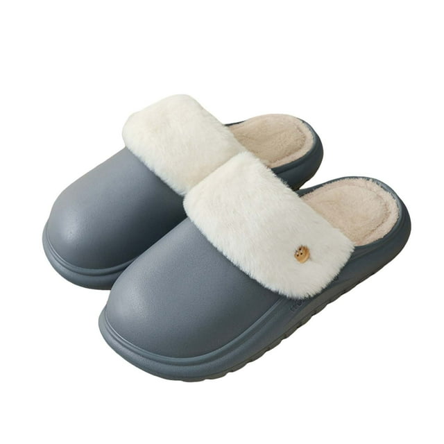 Xfvqtps Unisex House Slippers Detachable Washable Button Fleece Lining Solid Color Soft Thick Sole Memory Foam Slip on Non-Slip Comfortable Cozy Indoor Warm Winter Fuzzy Slippers