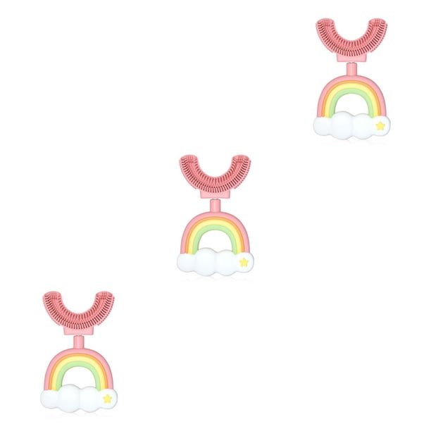 Monstrate Cepillo de para niños en forma de U, cepillo de de boca completa para bebés, limpieza de lengua, viajes para el hogar, regalos para Rosa 3Conjunto