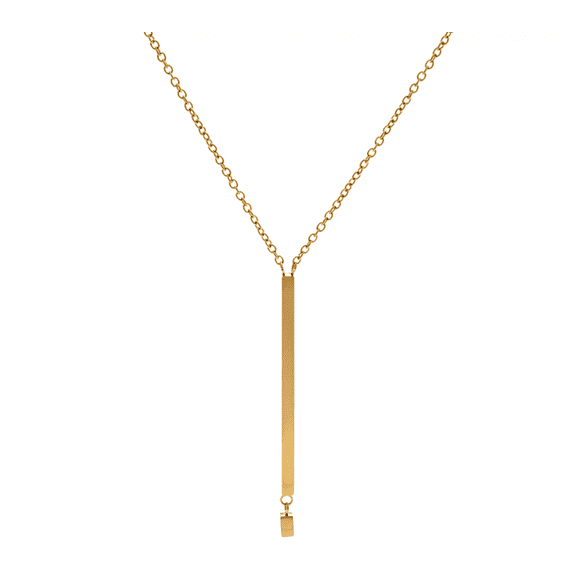 Stainless Steel Vertical Bar Necklace, Gold tone, Chain 18"L