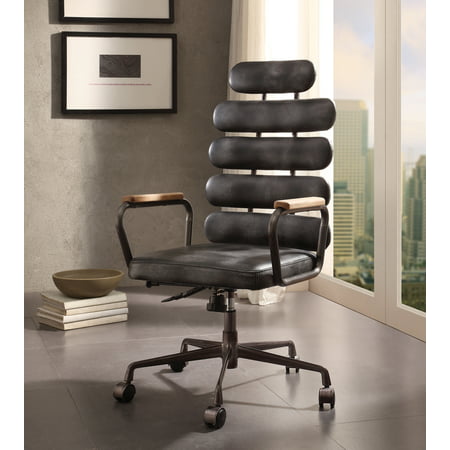 ACME Calan Executive Office Chair in Vintage Black Top Grain Leather