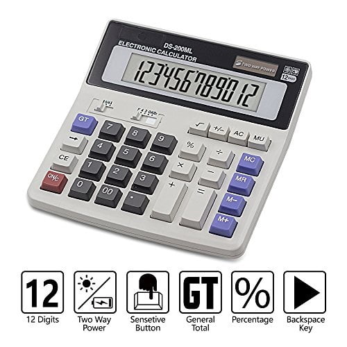 calculator, basic desktop calculator, solar battery dual power with 12digit large lcd display