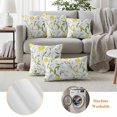 thumbnail image 6 of Summer Lemon Pillow Covers 2 Pack with Green Leaf Blue Flowers Botanical Farm Pillowcase Waterproof Outdoor Throw Pillow Cover for Patio Garden Square Cushion 20”x20”, 6 of 9