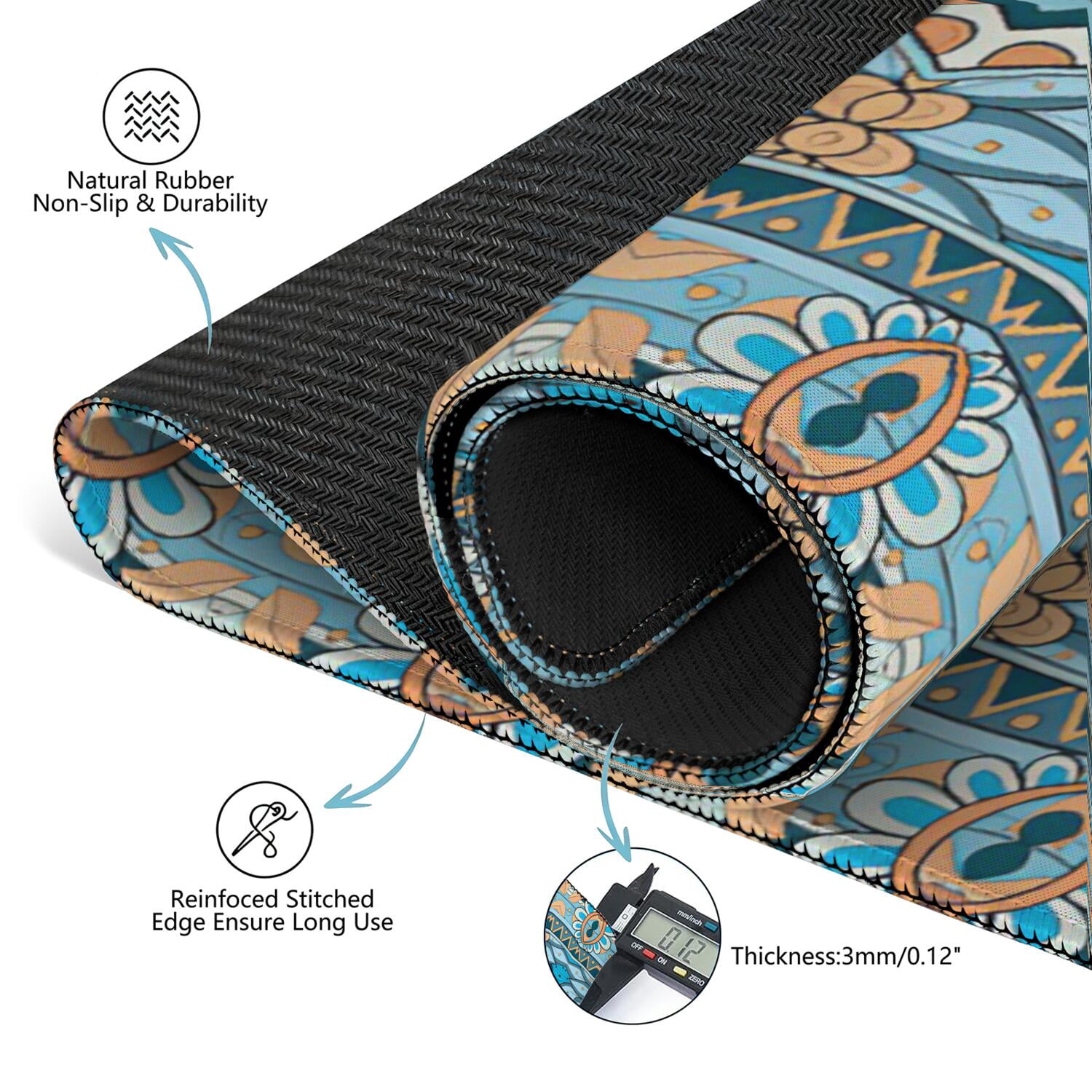 Boho Inspired Extra Large Non-Slip Game Mat 31.5x31.5 Inch Rubber Mahjong Table Cover with Noise Reduction for Playing Tiles Cards and Family Game Nights