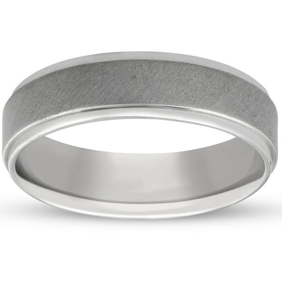 Pompeii Mens 6mm Platinum Comfort Fit Brushed Ring Hand Carved Wedding Band (,)