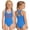 Blue, variant on One Piece Girls Swimsuits Cross Strap Letter Print Stretchy Beach Summer Quick Dry Comfortable Bathing Suit Mint Green Size 2-3 Y