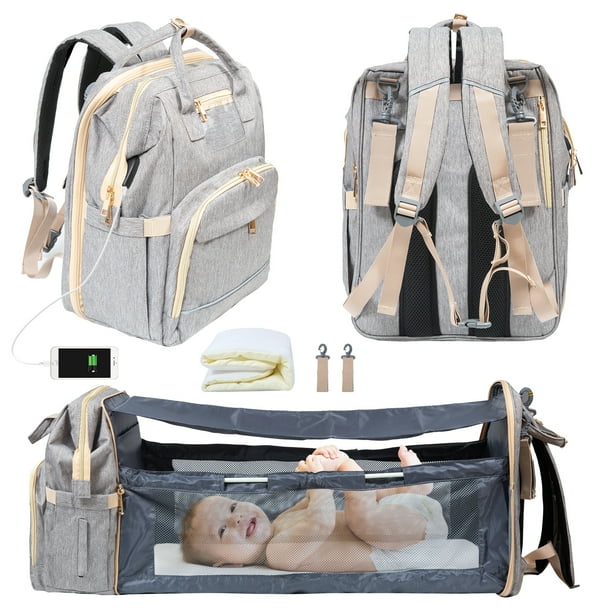 WiseWater Diaper Bag Backpack with Changing Station, Unisex Baby Travel Nappy Bags with Portable