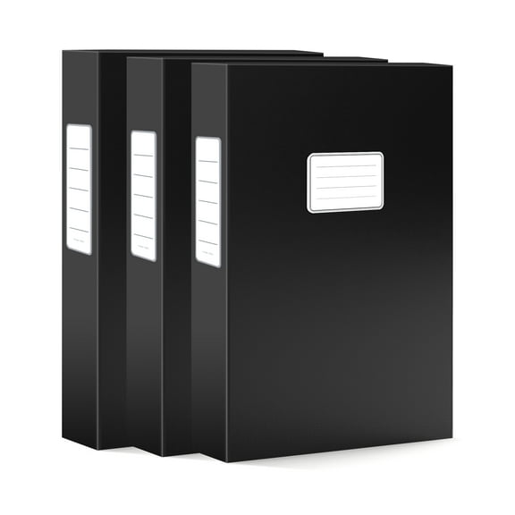 JiaWei World Storage File Boxes 3Pack, Archives Cases with Magnetic Lids, 4.5cm Thick, 400 Sheet Capacity for Office, School