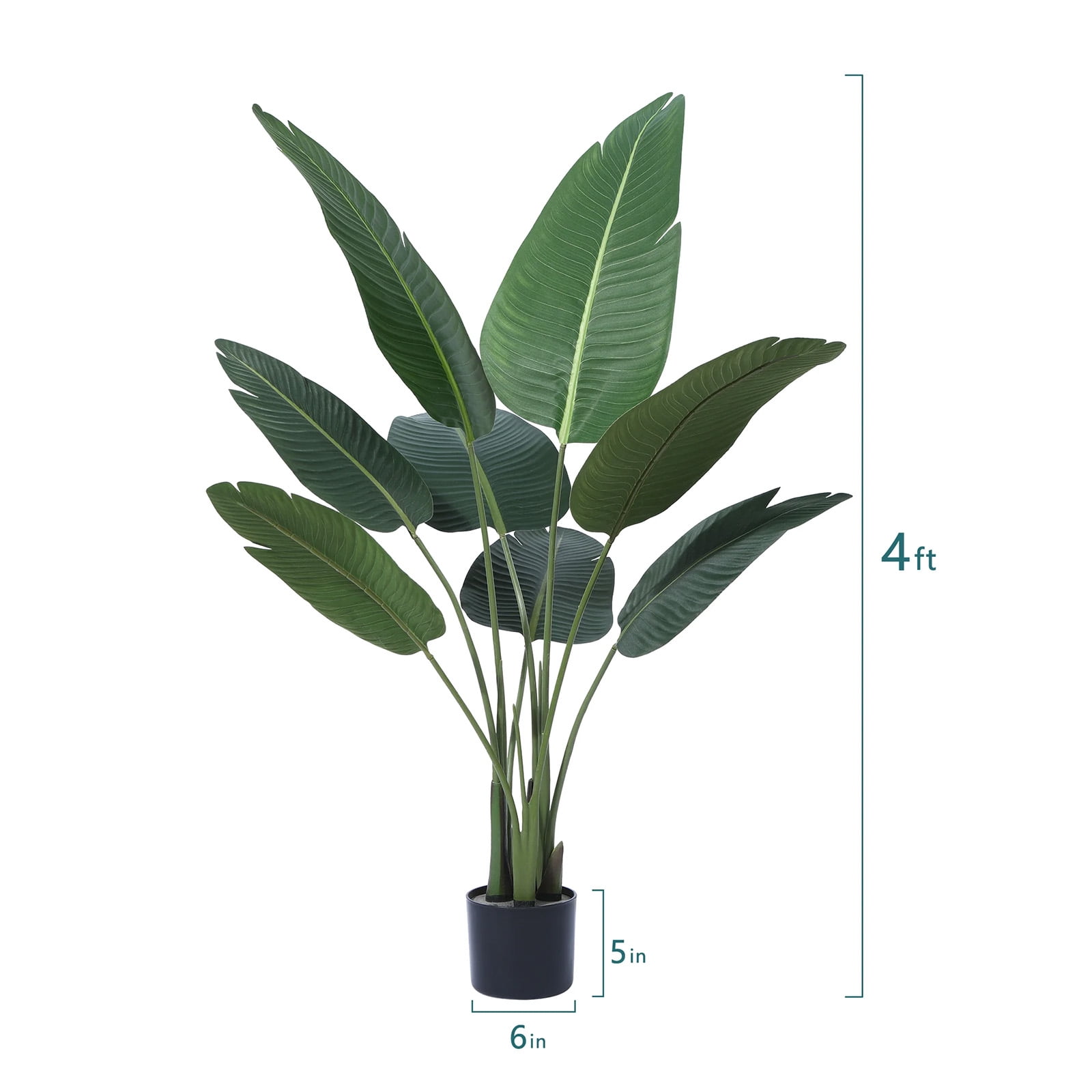 SUSUZI 4 Feet Artificial Bird of Paradise Plants Fake Tropical Palm Tree for Indoor Outdoor, Perfect Faux Plants for Home Office Decoration, Tall Fake Plants Fake House Plants