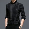 thumbnail image 2 of DDAPJ pyju Mens Striped Dress Shirts Regular Fit Business Casual Button Down Shirt Long Sleeve Wrinkle-Free Oxford Shirts Black M, 2 of 7