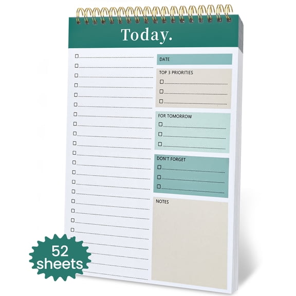 Belatt Undated Daily To Do List Notepad, Time Management Goal Planner Notebook, Spiral Task Checklist Organizer, Priority Planner with Notes & Reminders, 52 Sheets, Work Office Home School