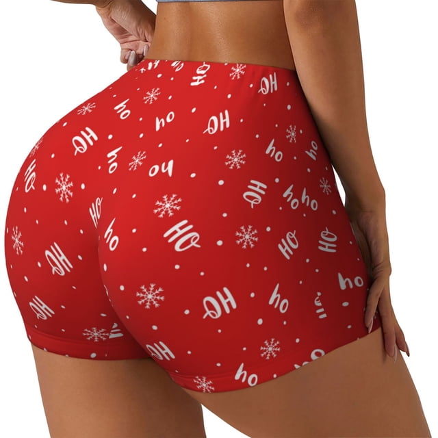 Fotbe Christmas Shorts Sin Costuras – Shorts Deportivos de Cintura Alta para Mujer, Elásticos para Gimnasio, Yoga, Running o Ciclismo-X-Large