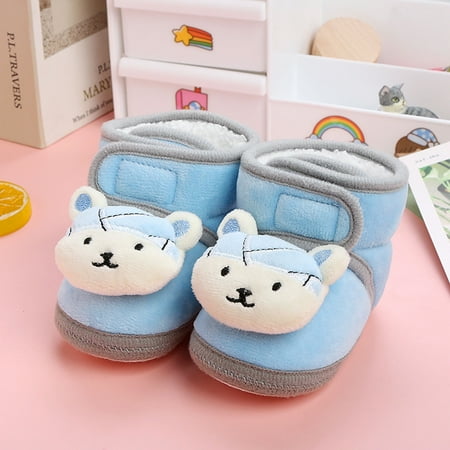 

Baby Shoes Fleece Warm Cute Cartoon Short Boots Shoes Fashion Printing Non Slip Breathable Toddler Boots Blue 13