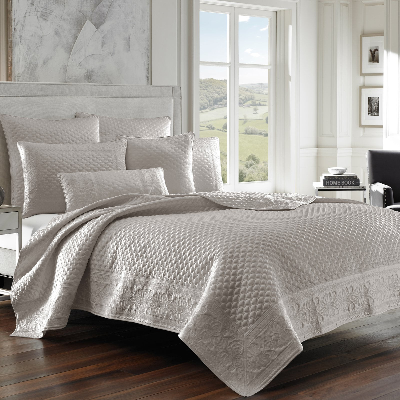 Zarah Satin Embroidered Coverlet by Five Queens Court