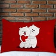 thumbnail image 6 of Valentines Day Pillow Covers Set of 2, Standard Pillow Cases with Loving Cartoon Bear Couple Holding Hearts, Ultra Soft Throw Pillow Covers for Couch Sofa Living Room Indoor Decorations, 6 of 6