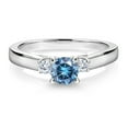thumbnail image 2 of Gem Stone King 925 Sterling Silver Persian Blue Moissanite and White Lab Grown Diamond 3-Stone Engagement Ring for Women (0.63 Cttw, Gemstone Birthstone, Size 6), 2 of 4