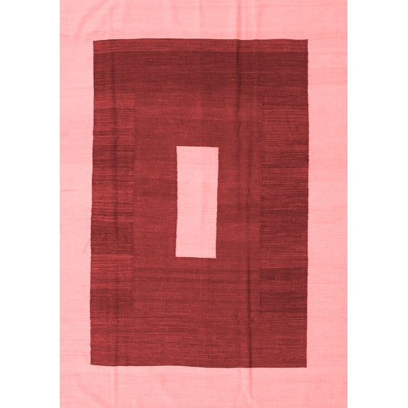 Ahgly Company Indoor Rectangle Abstract Red Contemporary Area Rugs, 7' x 10'