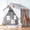 Gray, variant on Kids Play Tent 2 in 1 with Padded Mat and Lights, Large Kids Playhouse with 2 Doors & 4 Windows, Indoor & Outdoor, Christmas Toddler Tent, 51" x35" x 51" (White with Star)