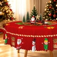 thumbnail image 5 of Duangreer Red Christmas 70''Round Tablecloth, Cartoon Snowman Elk Print, Washable Picnic Table Cover for Family Party Dining Indoor and Outdoor, 5 of 6