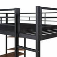 thumbnail image 6 of Full Size Metal Loft Bed with 2 Shelves and 1 Desk, Bedframe with Two Build-in Ladders and Guardrails, No Box Spring Needed,Black, 6 of 7